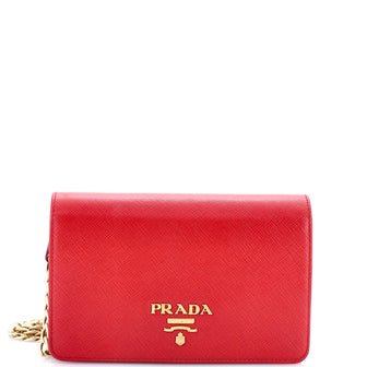 Prada Chain Wallet Crossbody Saffiano Leather