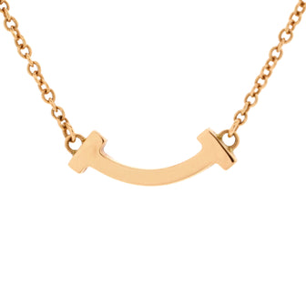 Tiffany & Co. T Smile Pendant Necklace 18K Rose Gold Mini