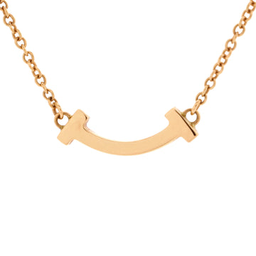Tiffany & Co. T Smile Pendant Necklace 18K Rose Gold Mini