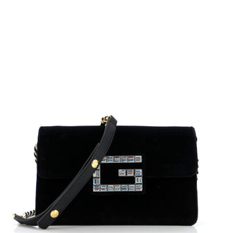 Gucci G Broadway Shoulder Bag Velvet with Crystals Small