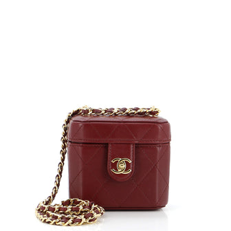 Chanel CC Turnlock Box Vanity Case with Chain Quilted Lambskin Mini