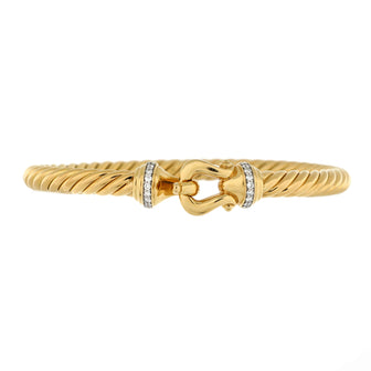 David Yurman Cable Buckle Bracelet 18K Yellow Gold with Diamonds 5mm