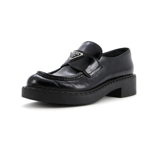 Prada Women's Triangle Logo Loafers Spazzolato Leather