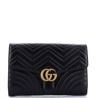 Gucci GG Marmont Flap Clutch Matelasse Leather