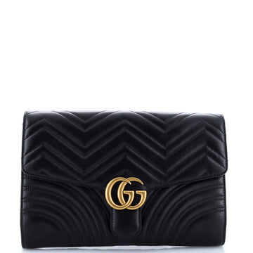 Gucci GG Marmont Flap Clutch Matelasse Leather