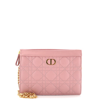 Christian Dior Caro Clutch with Chain Cannage Quilt Calfskin Small