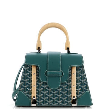 Goyard Saigon Top Handle Bag Coated Canvas with Leather PM