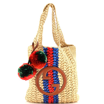 Gucci Blondie NM Open Tote Raffia Small