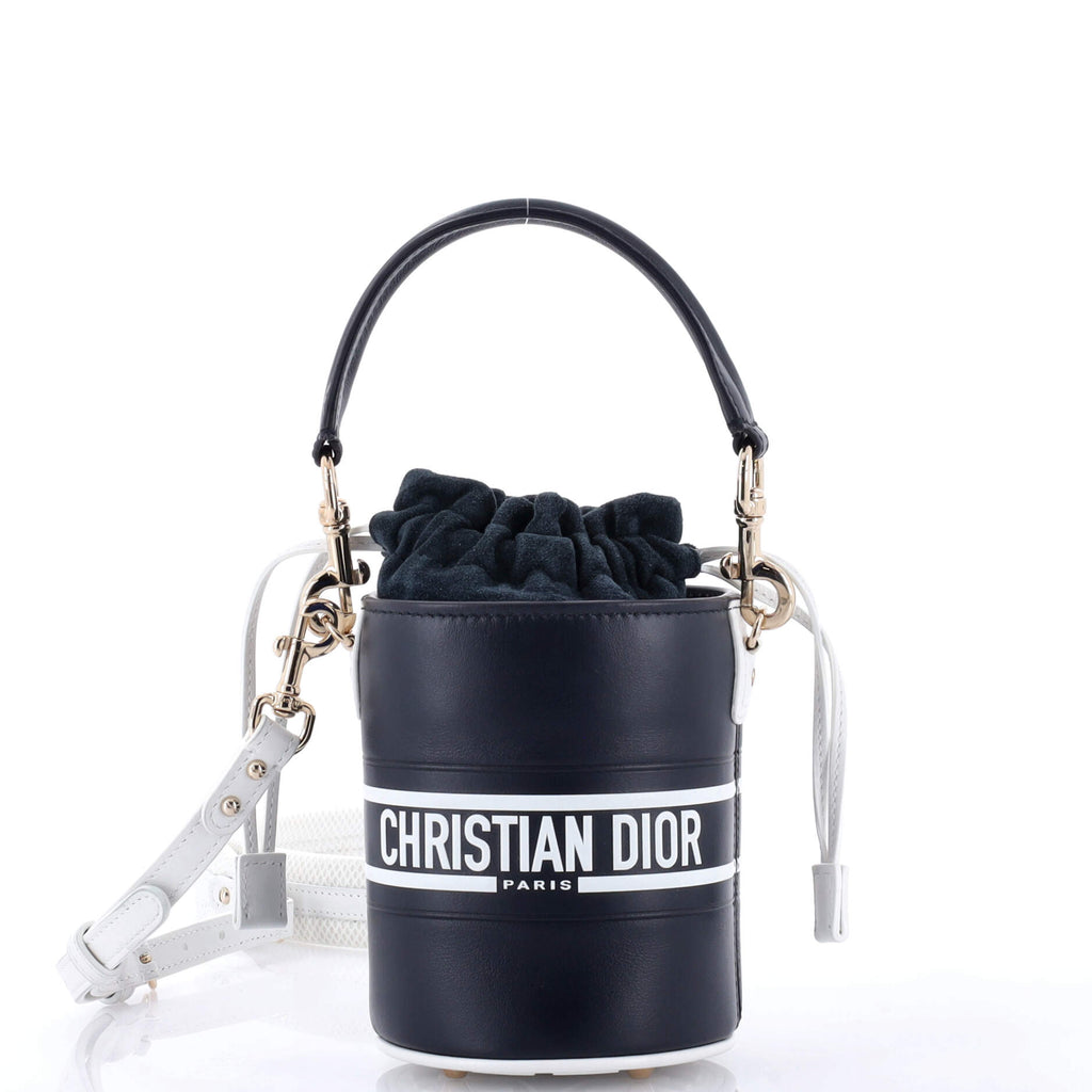 Christian Dior Vibe Drawstring Bucket Bag Leather Small Blue 3153791