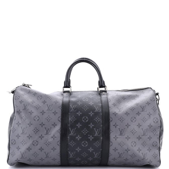 Louis Vuitton Keepall Bandouliere Bag Reverse Monogram Eclipse Canvas 50