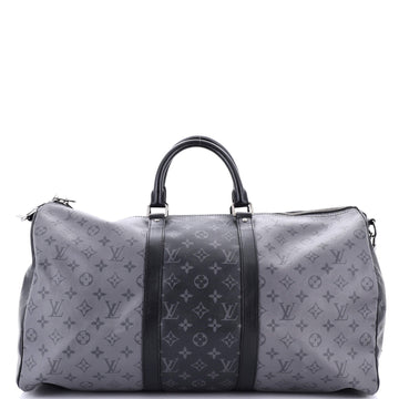 Louis Vuitton Keepall Bandouliere Bag Reverse Monogram Eclipse Canvas 50