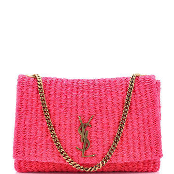 Saint Laurent Kate 99 Tassel Flap Bag Woven Raffia Medium