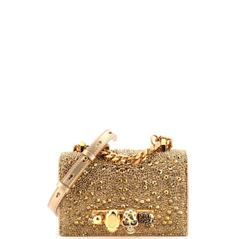 Alexander McQueen Jewelled Flap Satchel Crystal Embellished Studded Leather Mini
