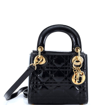Christian Dior Lady Dior Bag Cannage Quilt Patent Mini