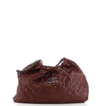 Chanel CC Elastic Shoulder Bag Quilted Glazed Caviar Small