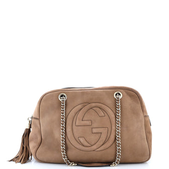 Gucci Soho Chain Zip Shoulder Bag Nubuck Medium