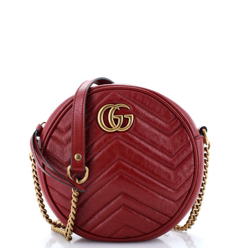 Gucci GG Marmont Round Shoulder Bag Matelasse Leather Mini