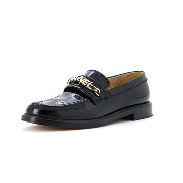 Chanel Women's Logo Loafers Shiny Calfskin