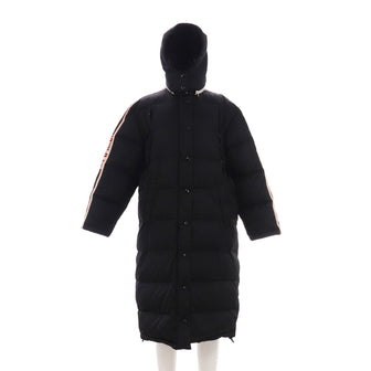 Gucci Women's Detachable Hood Sleeve Logo Long Jacket Quilted Polyamide with Down