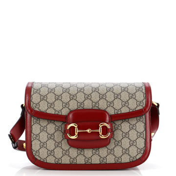 Gucci Horsebit 1955 Shoulder Bag GG Coated Canvas with Leather Small