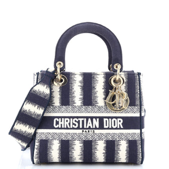 Christian Dior Lady D-Lite Bag Striped Canvas Medium