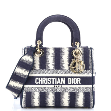 Christian Dior Lady D-Lite Bag Striped Canvas Medium