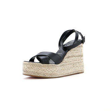 Christian Louboutin Women's Mariza Zeppa Espadrille Wedge Sandals Leather 130