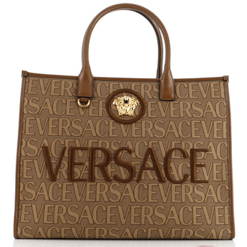 Versace Allover Medusa Tote Printed Jacquard Canvas Large