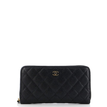 Chanel Zip Around Organizer Wallet Quilted Caviar Large