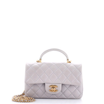 Chanel Classic Single Flap Top Handle Bag Quilted Lambskin Mini