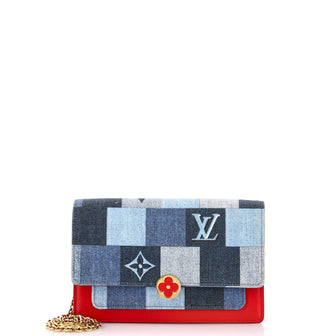 Louis Vuitton Flore Chain Wallet Damier and Monogram Patchwork Denim