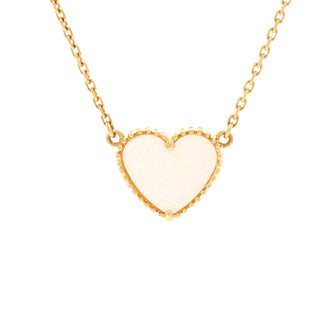 Van Cleef & Arpels Lucky Alhambra Heart Pendant Necklace 18K Yellow Gold and Mother of Pearl