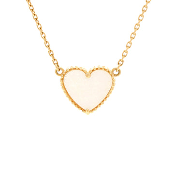 Van Cleef & Arpels Lucky Alhambra Heart Pendant Necklace 18K Yellow Gold and Mother of Pearl
