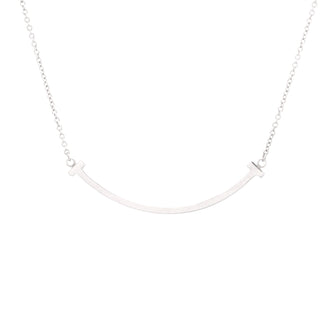 Tiffany & Co. T Smile Pendant Necklace 18K White Gold Small
