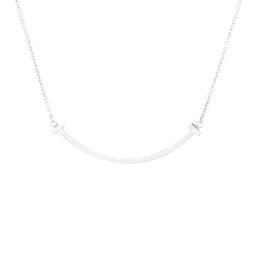 Tiffany & Co. T Smile Pendant Necklace 18K White Gold Small