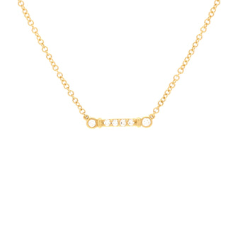 Tiffany & Co. Fleur de Lis Key Bar Pendant Necklace 18K Yellow Gold and Diamonds