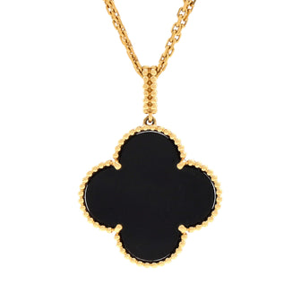 Van Cleef & Arpels Magic Alhambra Pendant Necklace 18K Yellow Gold and Onyx