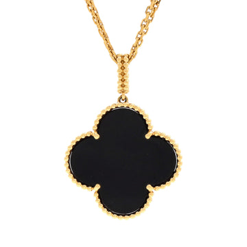 Van Cleef & Arpels Magic Alhambra Pendant Necklace 18K Yellow Gold and Onyx
