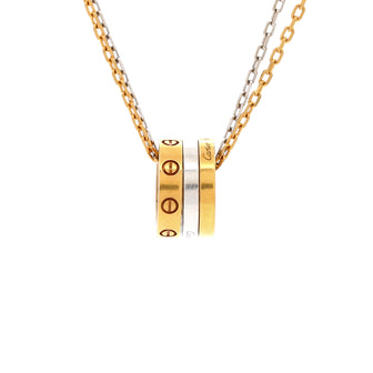 Cartier Love 3 Ring Pendant Necklace 18K Rose Gold and 18K White Gold with 6 Diamonds