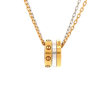 Cartier Love 3 Ring Pendant Necklace 18K Rose Gold and 18K White Gold with 6 Diamonds
