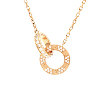 Cartier Love Interlocking Pave Necklace 18K Rose Gold and Diamonds