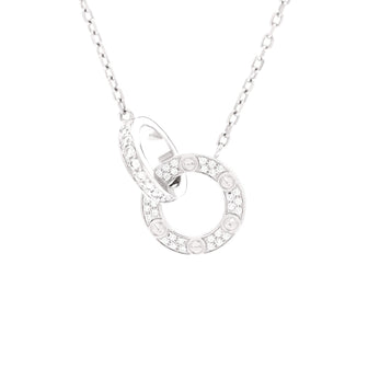Cartier Love Interlocking Pave Necklace 18K White Gold and Diamonds
