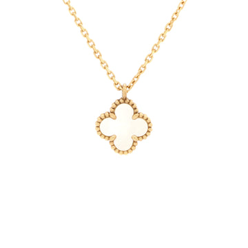 Van Cleef & Arpels Sweet Alhambra Pendant Necklace 18K Yellow Gold and Mother of Pearl