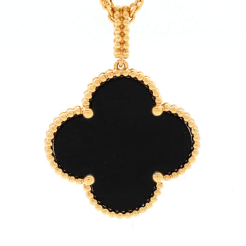 Van Cleef & Arpels Magic Alhambra Pendant Necklace 18K Yellow Gold and Onyx