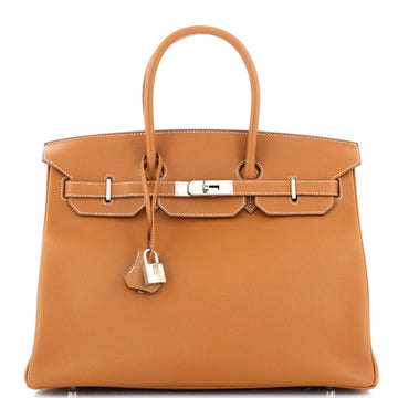 Hermes Birkin Handbag Brown Epsom with Palladium Hardware 35