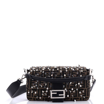 Fendi Baguette NM Bag Sequin Embroidered Zucca Canvas Medium