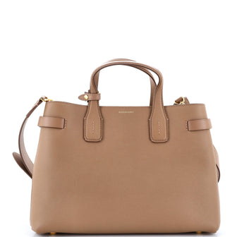 Burberry Banner NM Tote Leather with House Check Canvas Medium