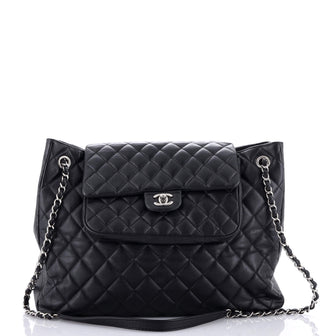 Chanel Classic Flap Shopping Tote Quilted Caviar Large