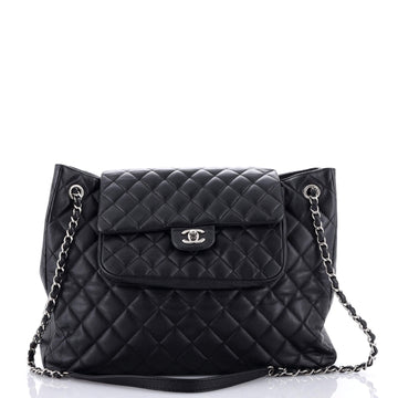 Chanel Classic Flap Shopping Tote Quilted Caviar Large