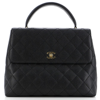 Chanel Vintage Classic Double Flap Bag Quilted Caviar Jumbo